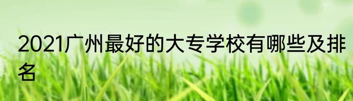 2021广州最好的大专学校有哪些及排名