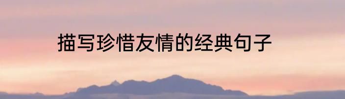 描写珍惜友情的经典句子