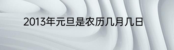 2013年元旦是农历几月几日