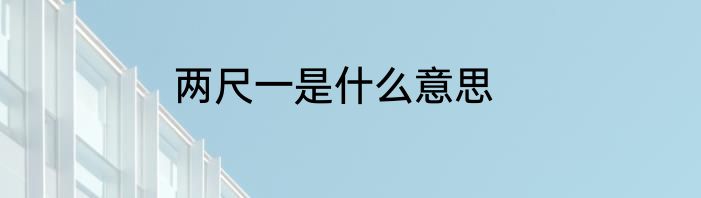 两尺一是什么意思