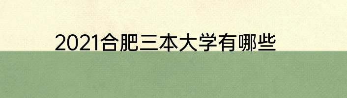 2021合肥三本大学有哪些