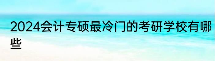 2024会计专硕最冷门的考研学校有哪些