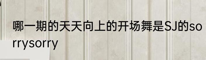哪一期的天天向上的开场舞是SJ的sorrysorry