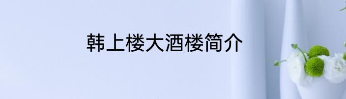 韩上楼大酒楼简介