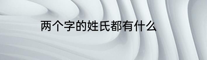 两个字的姓氏都有什么
