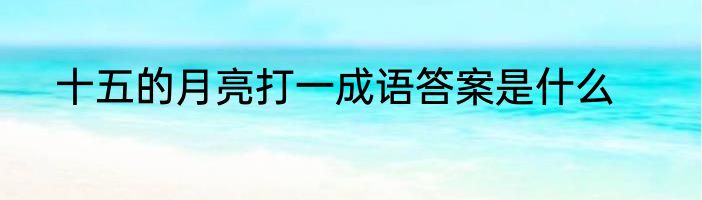 十五的月亮打一成语答案是什么
