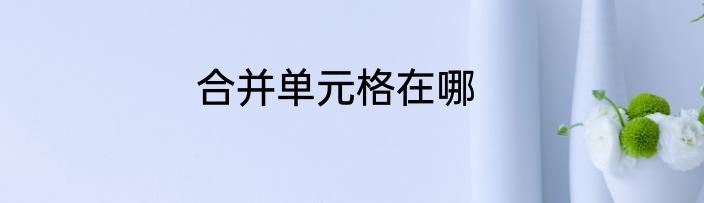 合并单元格在哪