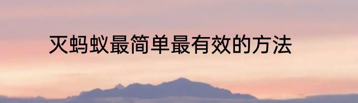 灭蚂蚁最简单最有效的方法