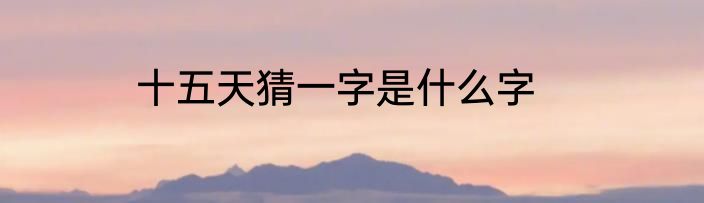 十五天猜一字是什么字