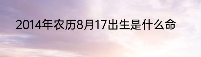 2014年农历8月17出生是什么命
