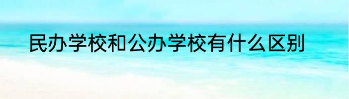 民办学校和公办学校有什么区别