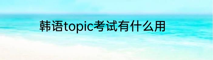 韩语topic考试有什么用