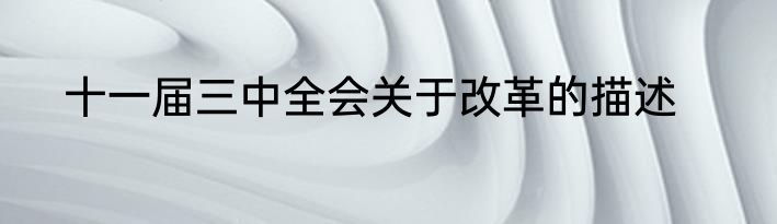 十一届三中全会关于改革的描述