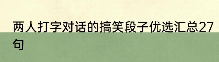 两人打字对话的搞笑段子优选汇总27句