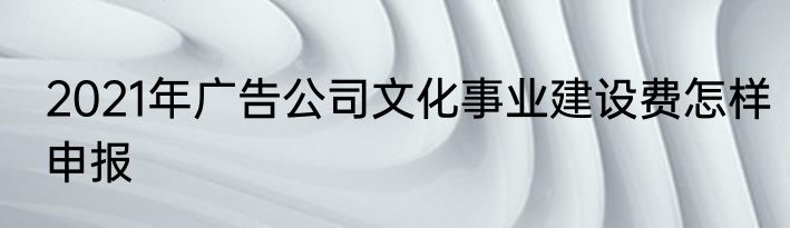 2021年广告公司文化事业建设费怎样申报