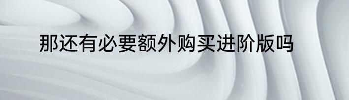 那还有必要额外购买进阶版吗