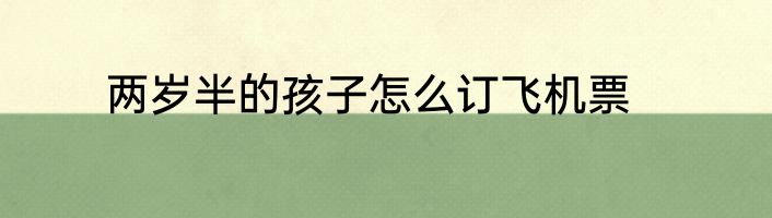 两岁半的孩子怎么订飞机票