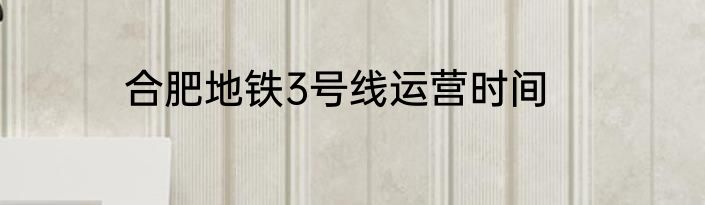 合肥地铁3号线运营时间