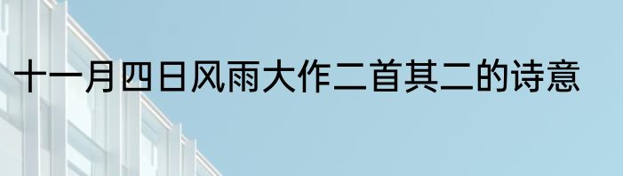 十一月四日风雨大作二首其二的诗意