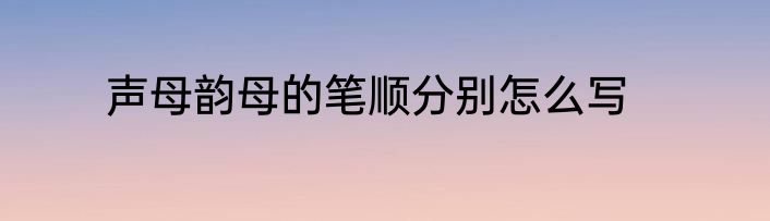 声母韵母的笔顺分别怎么写