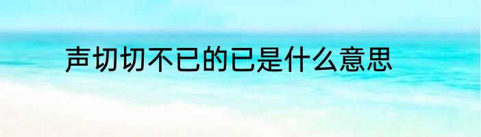 声切切不已的已是什么意思