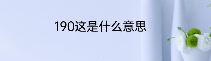 190这是什么意思