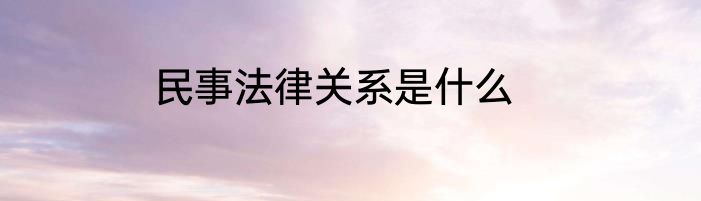 民事法律关系是什么