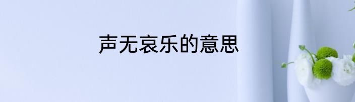 声无哀乐的意思