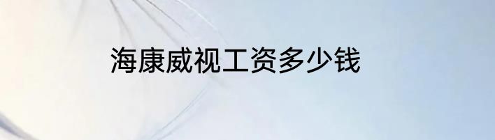 海康威视工资多少钱