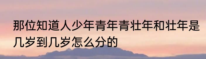 那位知道人少年青年青壮年和壮年是几岁到几岁怎么分的