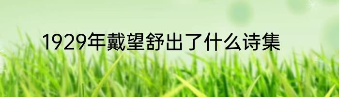 1929年戴望舒出了什么诗集