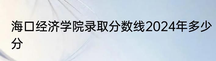 海口经济学院录取分数线2024年多少分