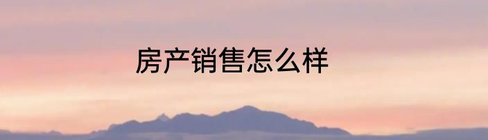 房产销售怎么样