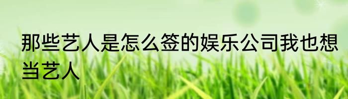 那些艺人是怎么签的娱乐公司我也想当艺人