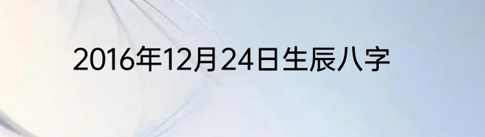 2016年12月24日生辰八字