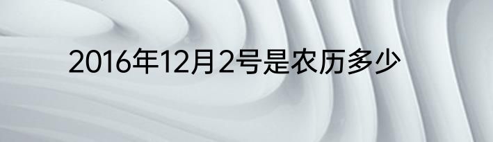 2016年12月2号是农历多少