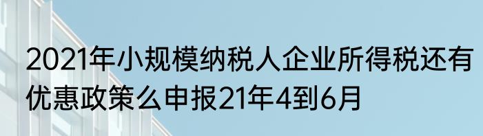2021年小规模纳税人企业所得税还有优惠政策么申报21年4到6月