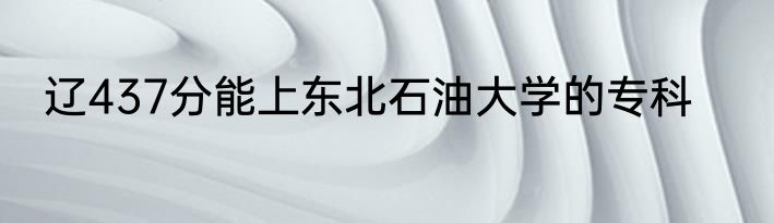 辽437分能上东北石油大学的专科