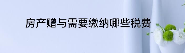 房产赠与需要缴纳哪些税费