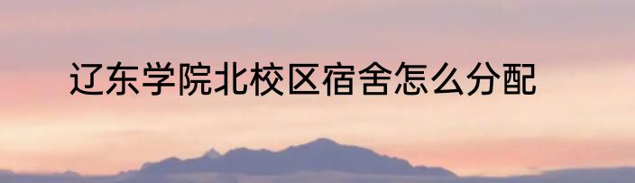 辽东学院北校区宿舍怎么分配