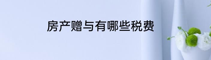 房产赠与有哪些税费