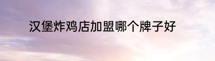 汉堡炸鸡店加盟哪个牌子好