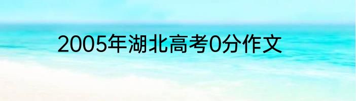 2005年湖北高考0分作文