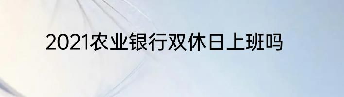 2021农业银行双休日上班吗