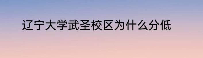 辽宁大学武圣校区为什么分低