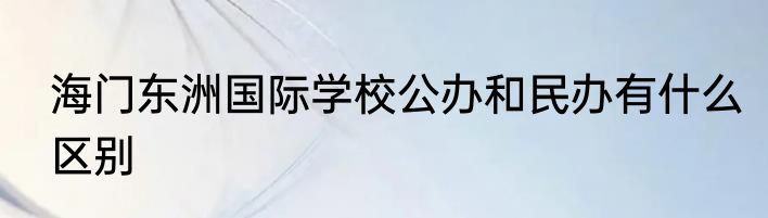 海门东洲国际学校公办和民办有什么区别