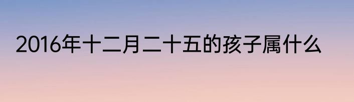 2016年十二月二十五的孩子属什么