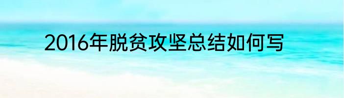 2016年脱贫攻坚总结如何写
