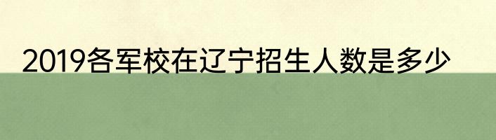 2019各军校在辽宁招生人数是多少