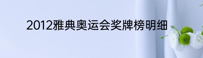 2012雅典奥运会奖牌榜明细
